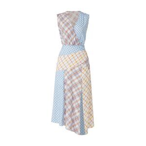 Veronica Beard Pastel Check Patch Silk Blend Wixson Midi Dress 0